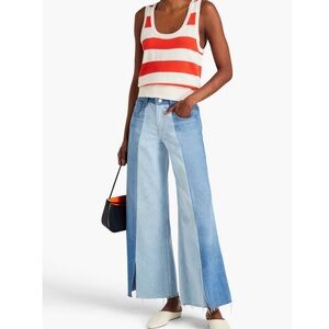 FRAME
Split Seam two-tone high-rise wide-leg jeans